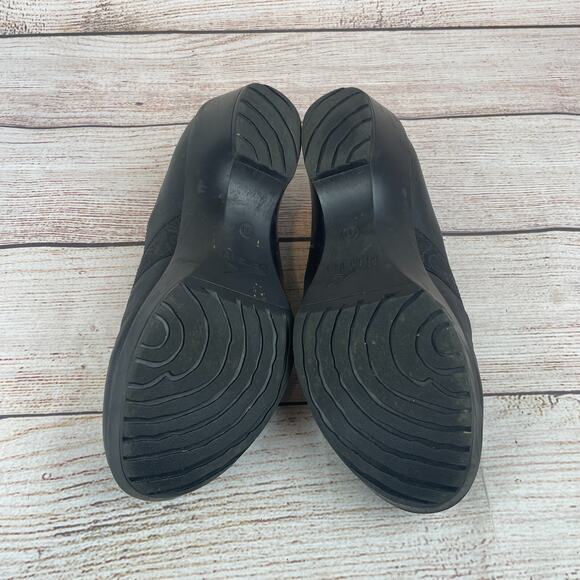 DANSKO Jessica Black Nappa Womens Sz 40 (9.5-10) Clogs Black Leather Floral Shoe - Picture 9 of 10